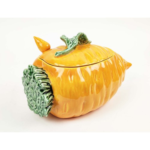 19 - THREE LARGE CERAMIC TUREENS OF FRUIT AND VEGETABLE, in the form of tomato, cabbage and carrot, all w... 