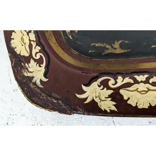 143 - TRAY, Regency papier mache with scalloped border stamped Clay, 'King Street', Covent  Garden, 80cm H... 