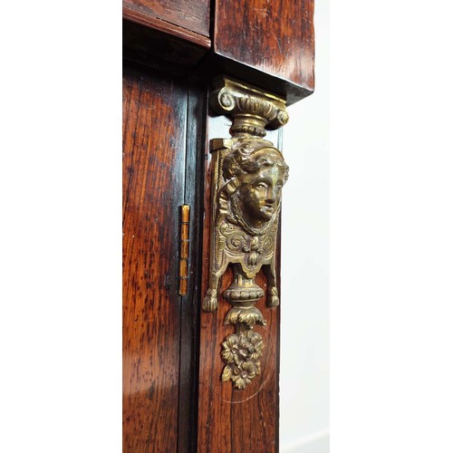 240 - SIDE CABINET, Regency rosewood, with a white marble top, with gilt metal mounts and a pair of mirror... 