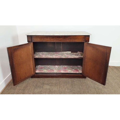 240 - SIDE CABINET, Regency rosewood, with a white marble top, with gilt metal mounts and a pair of mirror... 