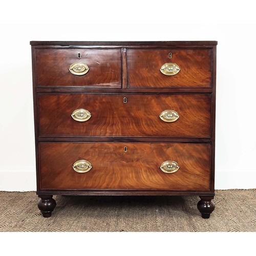 250 - CHEST, Regency mahogany, with two short over two long drawers, with brass handles, 85cm W x 48cm D x... 