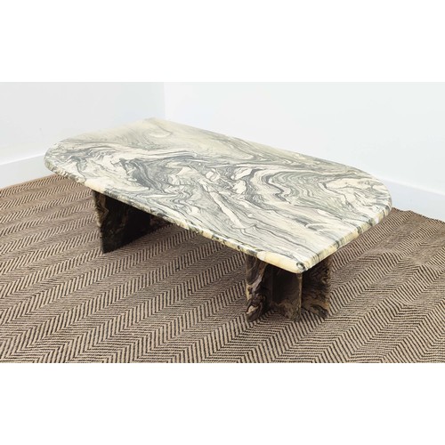 445 - COFFEE TABLE,1970s Italian marble, 37cm H x 123cm x 64cm.