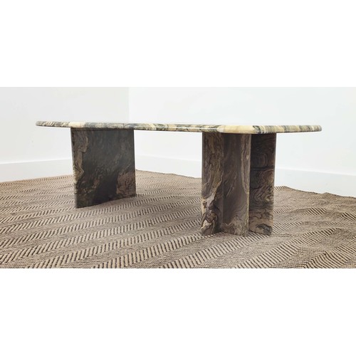 445 - COFFEE TABLE,1970s Italian marble, 37cm H x 123cm x 64cm.