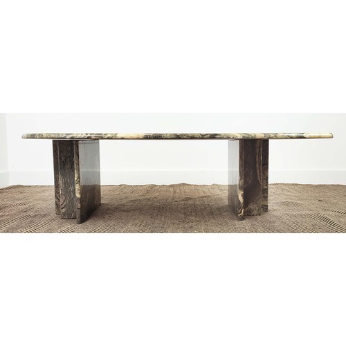 445 - COFFEE TABLE,1970s Italian marble, 37cm H x 123cm x 64cm.