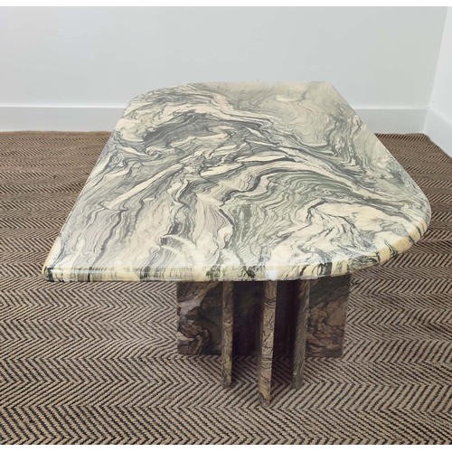 445 - COFFEE TABLE,1970s Italian marble, 37cm H x 123cm x 64cm.