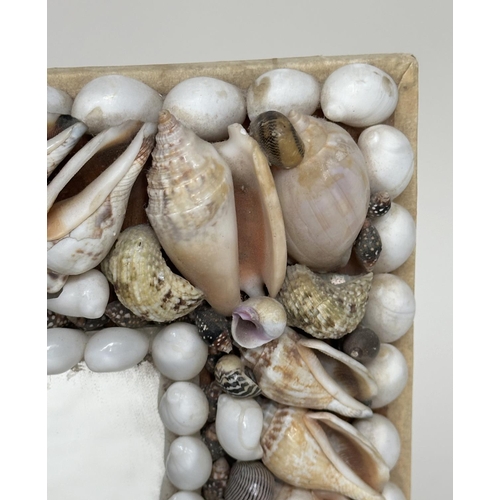 118 - SHELL WALL MIRROR, rectangular natural shell encrusted frame, 43cm x 33cm.