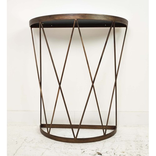 339 - MONPAS CONSOLE TABLE, gilt metal, mirrored top, 70cm x 30cm x 80cm.