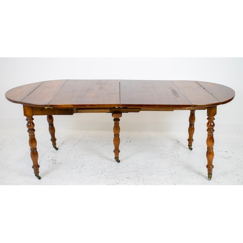 251A - DINING TABLE, mid 19th century French walnut with drop flaps, two extra leaves and removable centre ... 