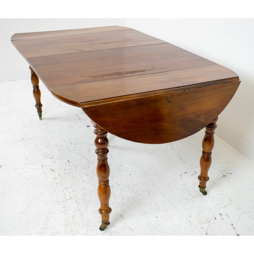 251A - DINING TABLE, mid 19th century French walnut with drop flaps, two extra leaves and removable centre ... 