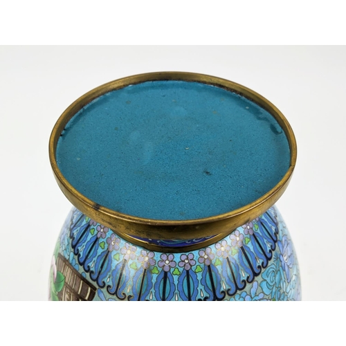 26 - CLOISONNE VASE, blue, 40cm H.