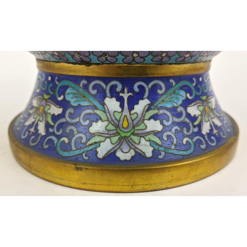 26 - CLOISONNE VASE, blue, 40cm H.