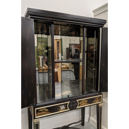 337 - COCKTAIL CABINETS, a pair, ex Dorchester Hotel, Georgian style, black lacquer chinoiserie, each with... 