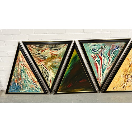 53 - 20TH CENTURY BRITISH SCHOOL, 'Abstracts', a set of 12, in ebonised frames, each 81cm x 68cm. (12)