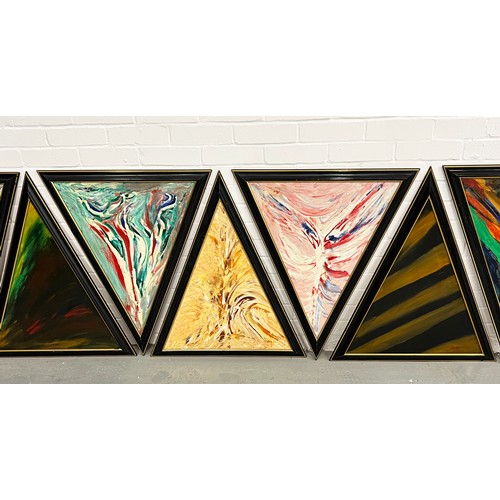 53 - 20TH CENTURY BRITISH SCHOOL, 'Abstracts', a set of 12, in ebonised frames, each 81cm x 68cm. (12)