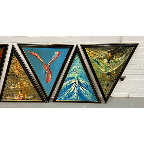 53 - 20TH CENTURY BRITISH SCHOOL, 'Abstracts', a set of 12, in ebonised frames, each 81cm x 68cm. (12)