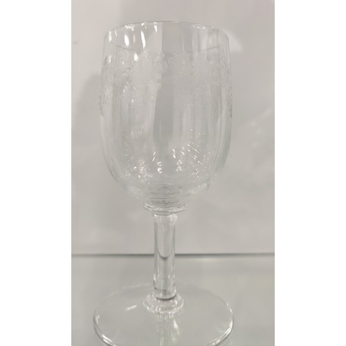 11 - QUANTITY OF ENGRAVED GLASSWARE, including eight champagne flutes, decanter vodka glass set, eight po... 