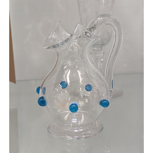 17 - QUANTITY OF ANTIQUE GLASS, comprising a Victorian frosted lemonade jug with ice compartment to base ... 