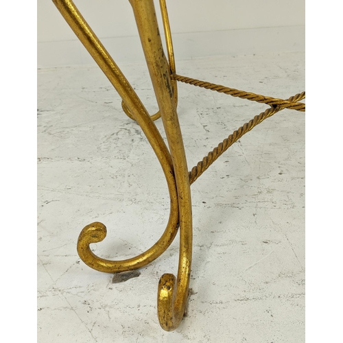 589 - DINING TABLE, gilt metal with rectangular perspex top, 77cm H x 244cm W x 122cm D.