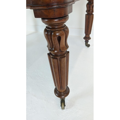 586 - DINING TABLE, extendable, William IV mahogany with three extra leaves on carved supports, 108cm x 13... 