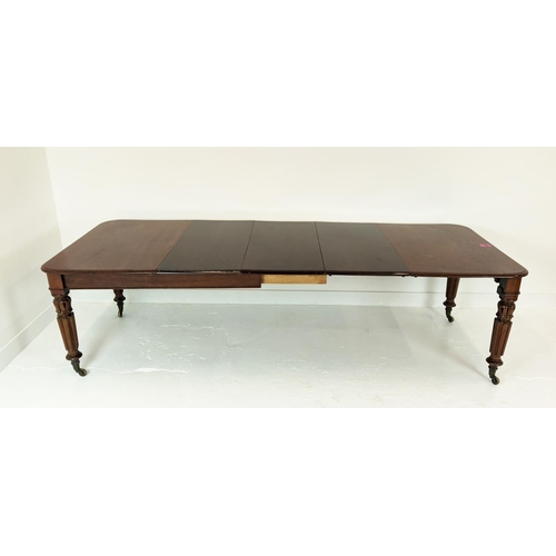 586 - DINING TABLE, extendable, William IV mahogany with three extra leaves on carved supports, 108cm x 13... 