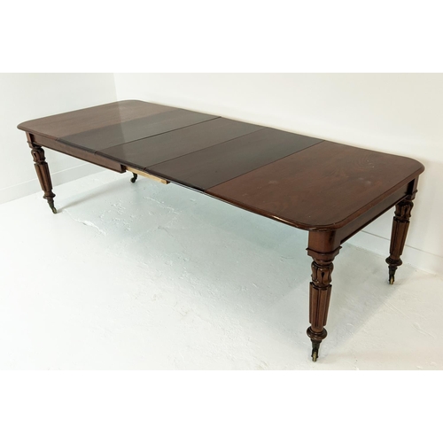 586 - DINING TABLE, extendable, William IV mahogany with three extra leaves on carved supports, 108cm x 13... 