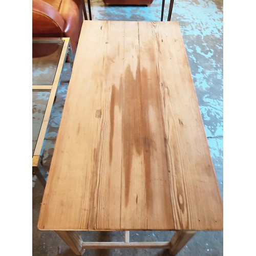 157A - KITCHEN TABLE, Victorian pitch pine with two drawers, 77cm H x 130cm x 67cm.