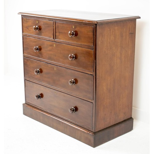 160A - CHEST, early Victorian mahogany of five drawers, 107cm H x 107cm x 56cm.