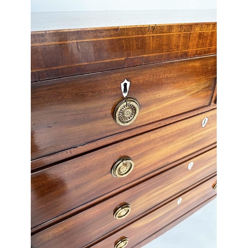 594 - SCOTTISH HALL CHEST, 19th century Scottish Regency figured mahogany and satinwood line inlaid of ada... 