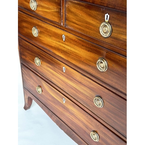 594 - SCOTTISH HALL CHEST, 19th century Scottish Regency figured mahogany and satinwood line inlaid of ada... 