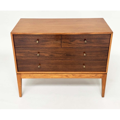 595 - UNIFLEX CHEST, mid 20th century teak with two short and two long drawers, 74cm H x 92cm x 46cm.