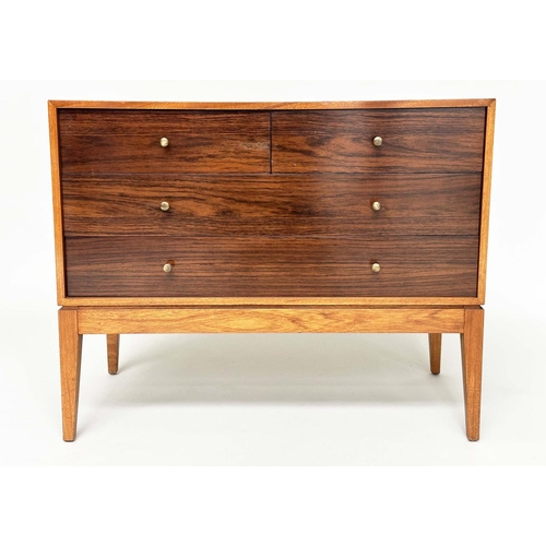 595 - UNIFLEX CHEST, mid 20th century teak with two short and two long drawers, 74cm H x 92cm x 46cm.