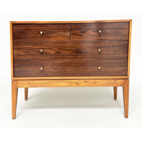 595 - UNIFLEX CHEST, mid 20th century teak with two short and two long drawers, 74cm H x 92cm x 46cm.