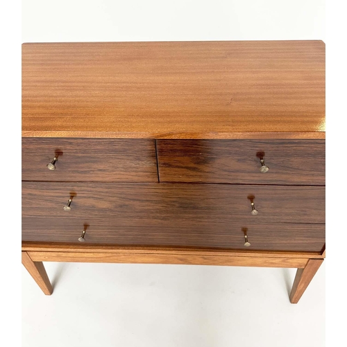 595 - UNIFLEX CHEST, mid 20th century teak with two short and two long drawers, 74cm H x 92cm x 46cm.