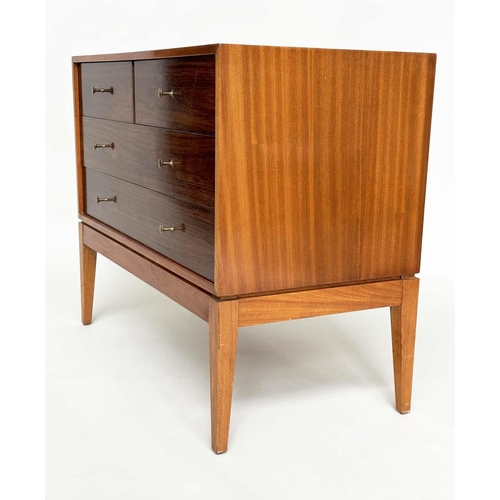 595 - UNIFLEX CHEST, mid 20th century teak with two short and two long drawers, 74cm H x 92cm x 46cm.