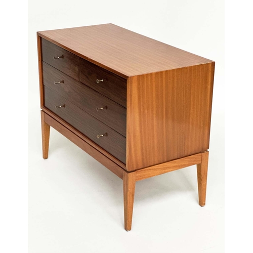 595 - UNIFLEX CHEST, mid 20th century teak with two short and two long drawers, 74cm H x 92cm x 46cm.