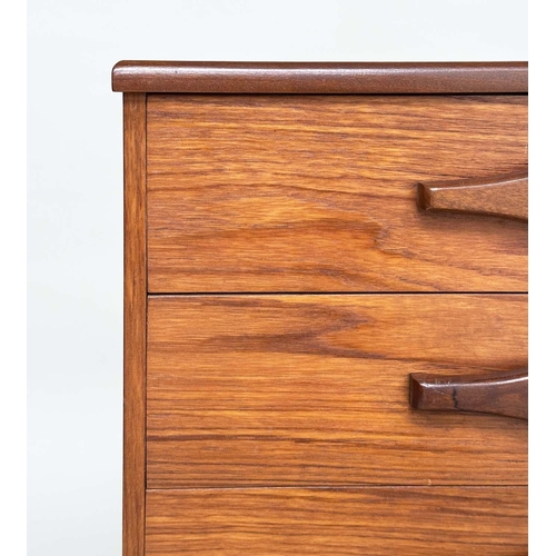 597 - SIDEBOARD, mid 20th century teak with two doors and three drawers, 166cm x 40cm x 75cm H.