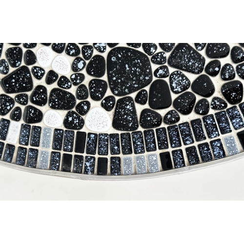 593 - CIRCULAR LOW TABLE, 1950's style chrome and mosaic tiled, 72cm diam. x 43cm H.