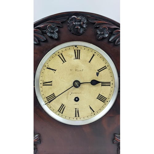 19 - AN EARLY 19TH CENTURY MAHOGANY BRACKET CLOCK, spring driven movement, with pendulum and key, by Will... 