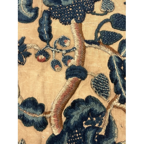 26 - 18TH CENTURY CREWELWORK TEXTILE, 168cm x 148cm.