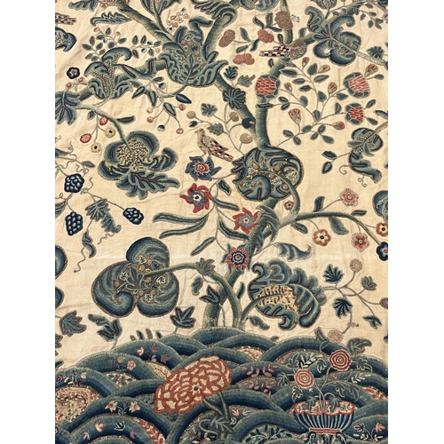 27 - 18TH CENTURY CREWELWORK TEXTILE, 177cm x 142cm.