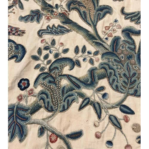 27 - 18TH CENTURY CREWELWORK TEXTILE, 177cm x 142cm.