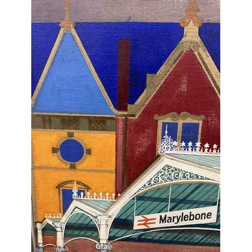 93 - HENRY COLLINS (1910-1994) AND JOYCE COLLINS (1912-2004), 'Marylebone Station', a pair of oils on hes... 