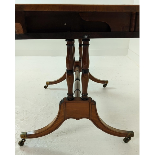 148 - SOFA TABLE, Regency mahogany, satinwood and rosewood with crossbanded detail, with two frieze drawer... 