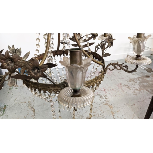 145 - CHANDELIER, late 19th/early 20th century French, six branch, 100cm H approx.