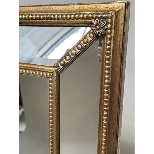 186 - WALL MIRROR, Georgian style giltwood and gesso rectangular with marginal plates and beaded frame, 13... 