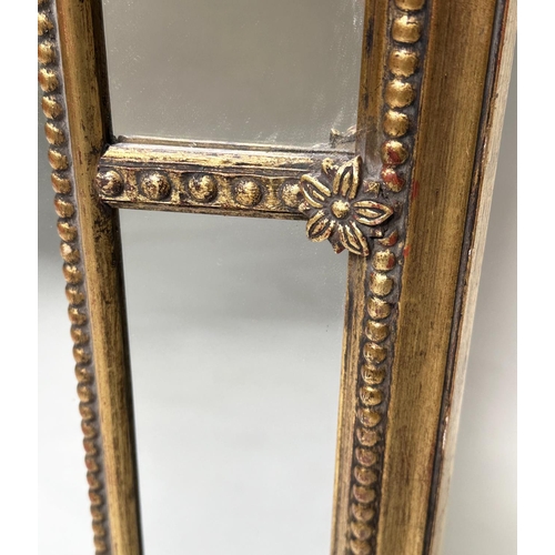 186 - WALL MIRROR, Georgian style giltwood and gesso rectangular with marginal plates and beaded frame, 13... 