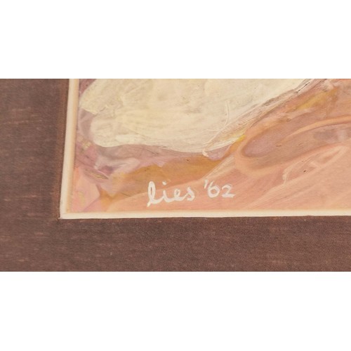 62 - LIES (mid 20th century Scandinavian), 'Nude studies', a pair, signed Lies '62, oil on paper, 18cm x ... 