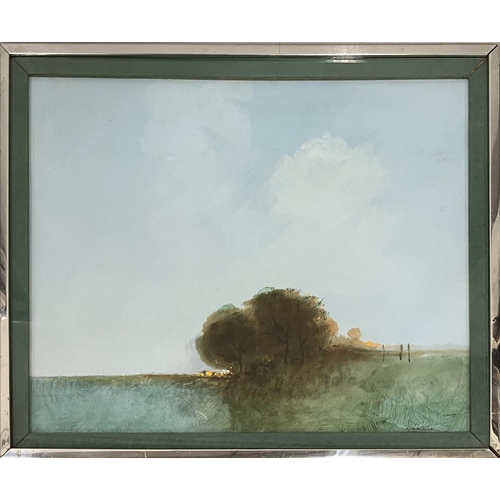 102 - ANTHONY KRIKHAAR (B.1940), 'Landscape', oil on board, 53cm x 64cm, signed, framed.