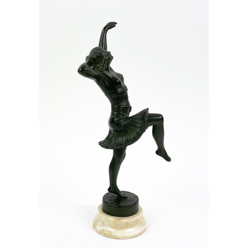 12 - BRONZE DANCER, HENRY FUGERE (French 1872-1944), 'La danse de Salome', Art Deco mounted on circular m... 