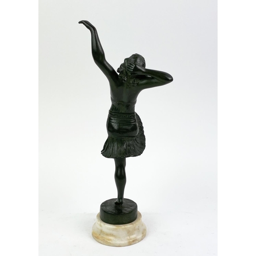 12 - BRONZE DANCER, HENRY FUGERE (French 1872-1944), 'La danse de Salome', Art Deco mounted on circular m... 